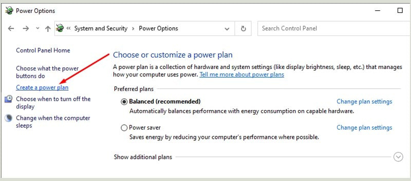 Thay đổi Power Plan