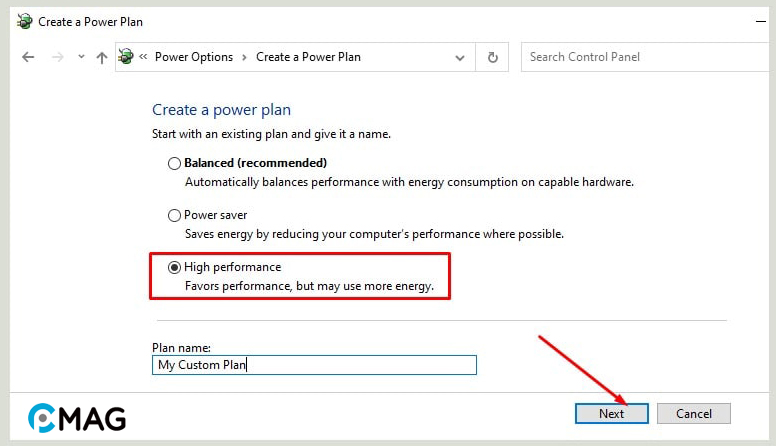 Thay đổi Power Plan