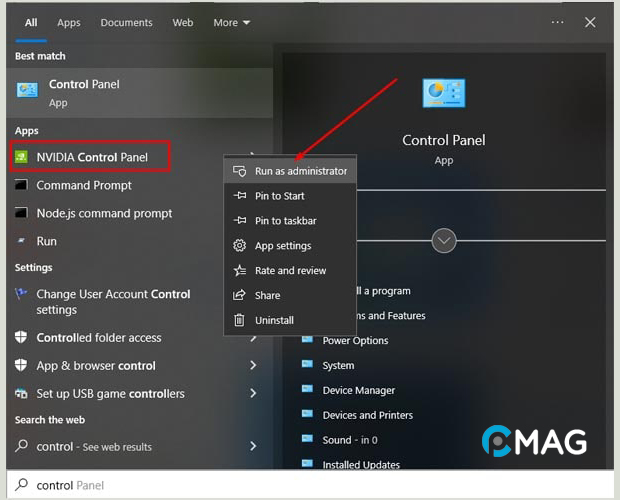 Run NVIDIA Control Panel as Administrator