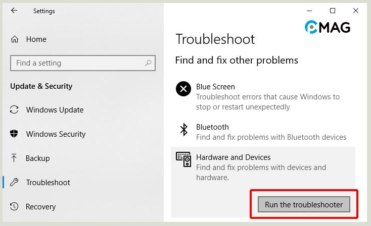 Chạy Troubleshooter