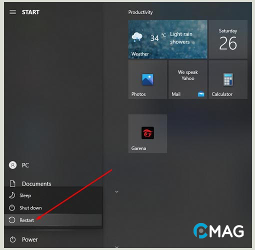 Khởi động lại PC