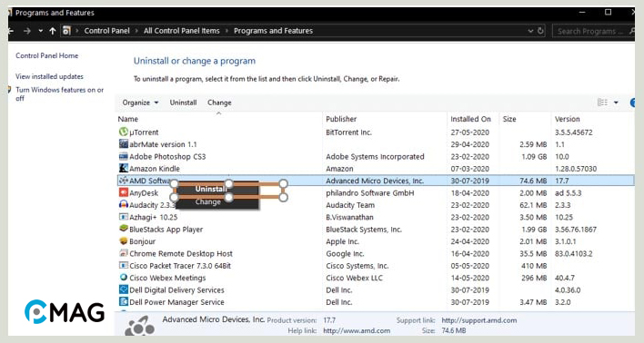 Cài lại AMD Graphic Drivers