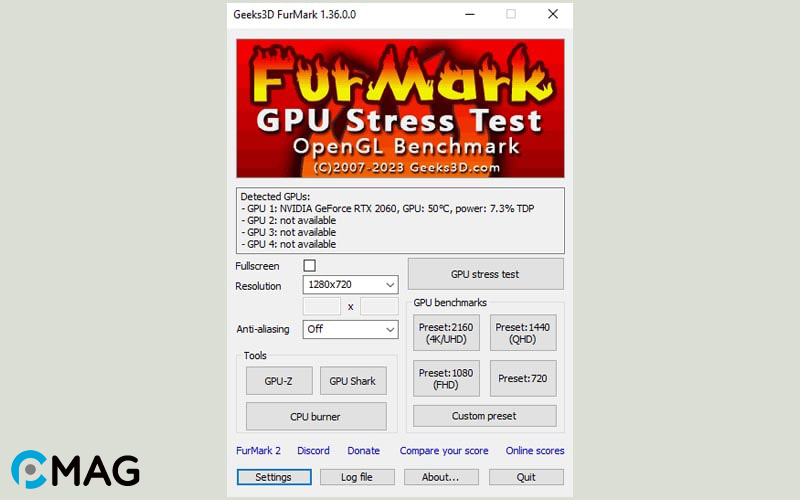 Cách stress test GPU bằng FurMark