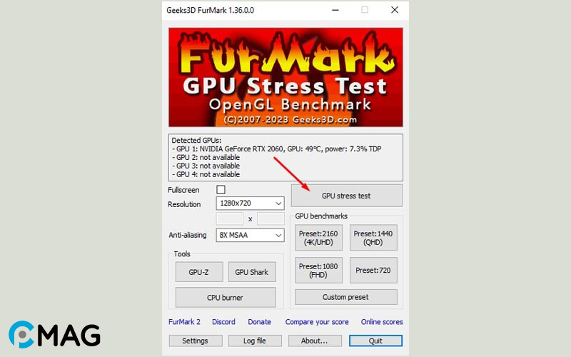 Cách stress test GPU bằng FurMark