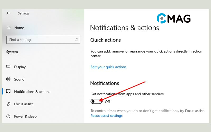 Tắt Windows Notification