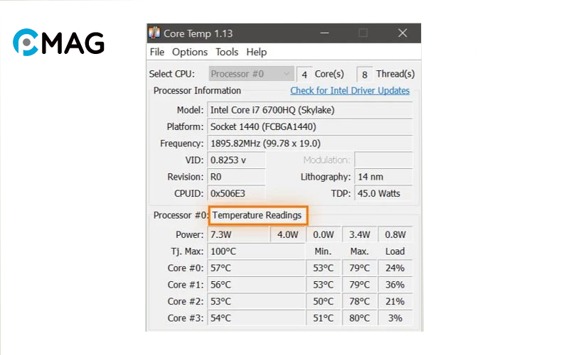 Kiểm tra nhiệt độ CPU bằng phần mềm Core Temp