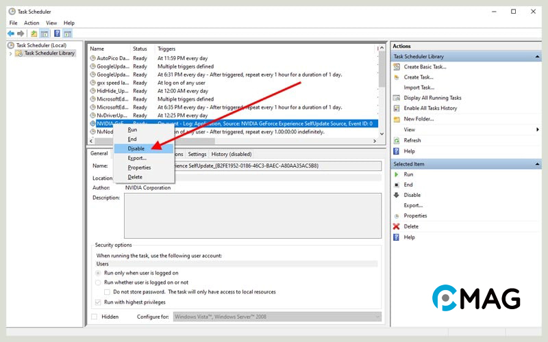 Vô hiệu hóa tất cả Nvidia Scheduled Tasks