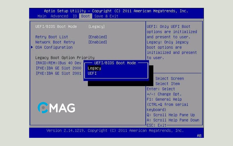 Các chuyển từ LEGACY sang UEFI Boot