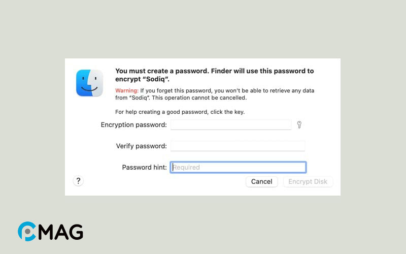 Tạo mật khẩu ổ cứng trên MacOS