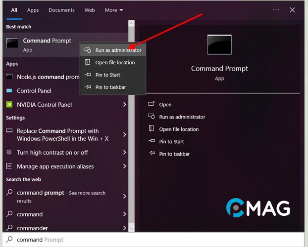 Thông qua Command Prompt