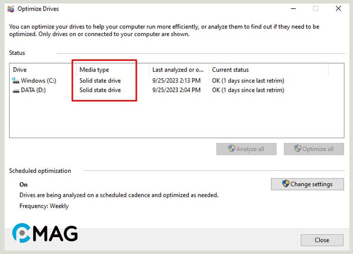 Thông qua Defragment and Optimize Drives