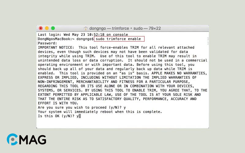 Cách kích hoạt TRIM trên MacOS