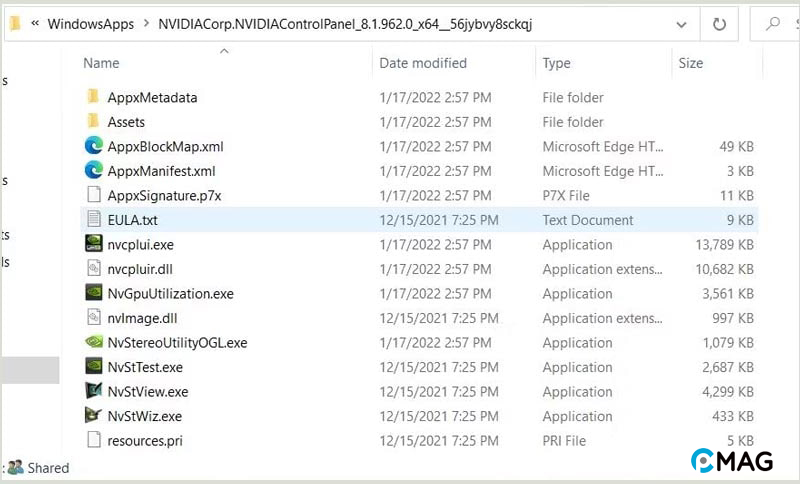 Mở NVIDIA Control Panel từ File Explorer