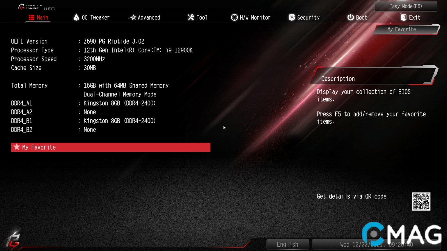 Màn hình hiển thị ở chế độ Advanced Mode