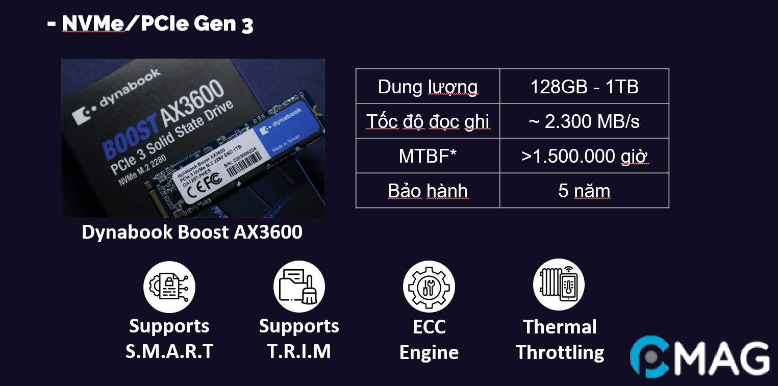 Dynabook Boost AX3600 – SSD Gen 3 phù hợp ở phân khúc chủ đạo