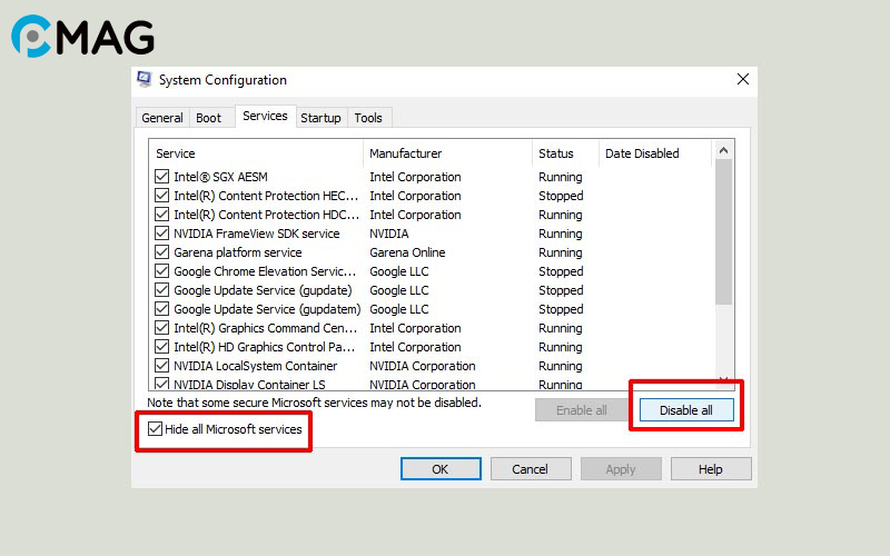 Thực hiện Clean Boot