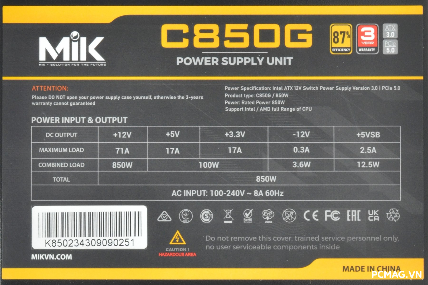 Đánh giá PSU MIK C850G 850W
