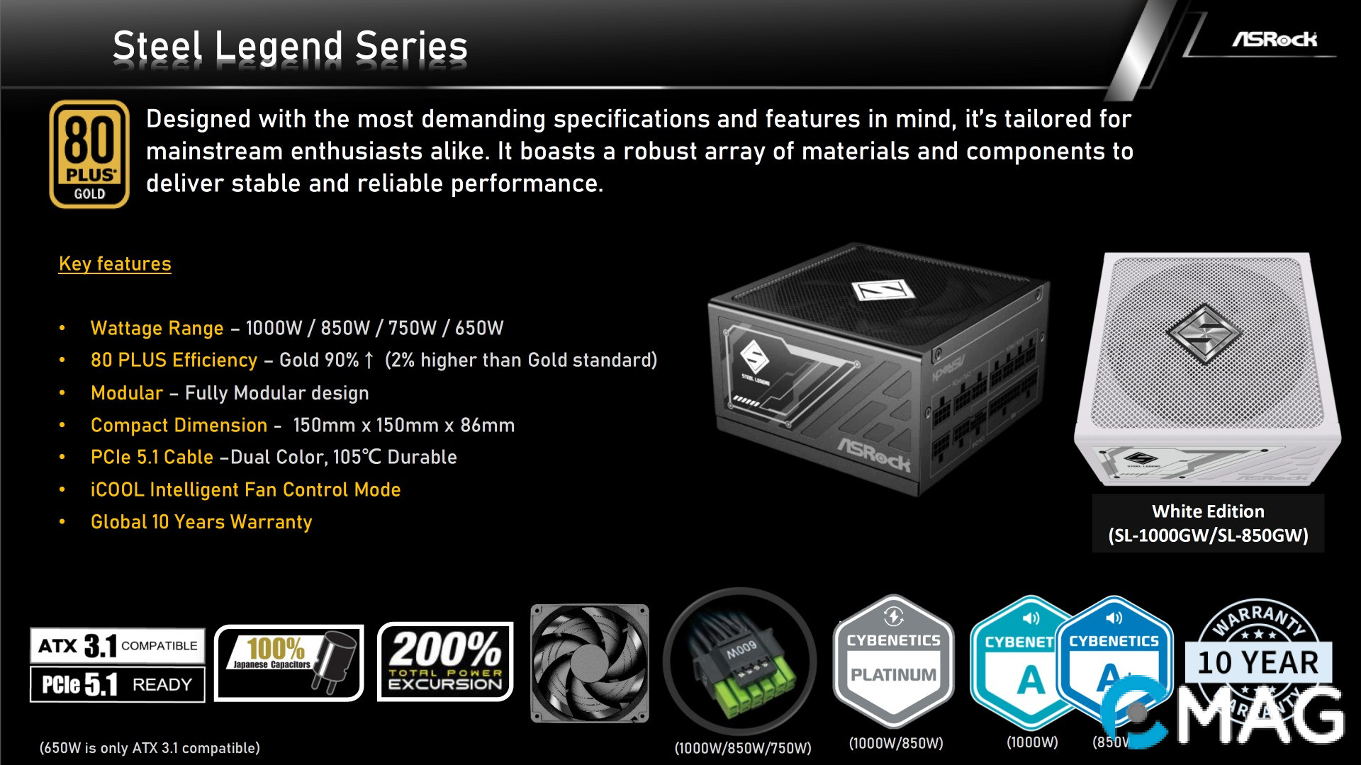 PSU ASRock Steel Legend SL-1000GW: Bộ nguồn ánh lên chất thép huyền thoại!