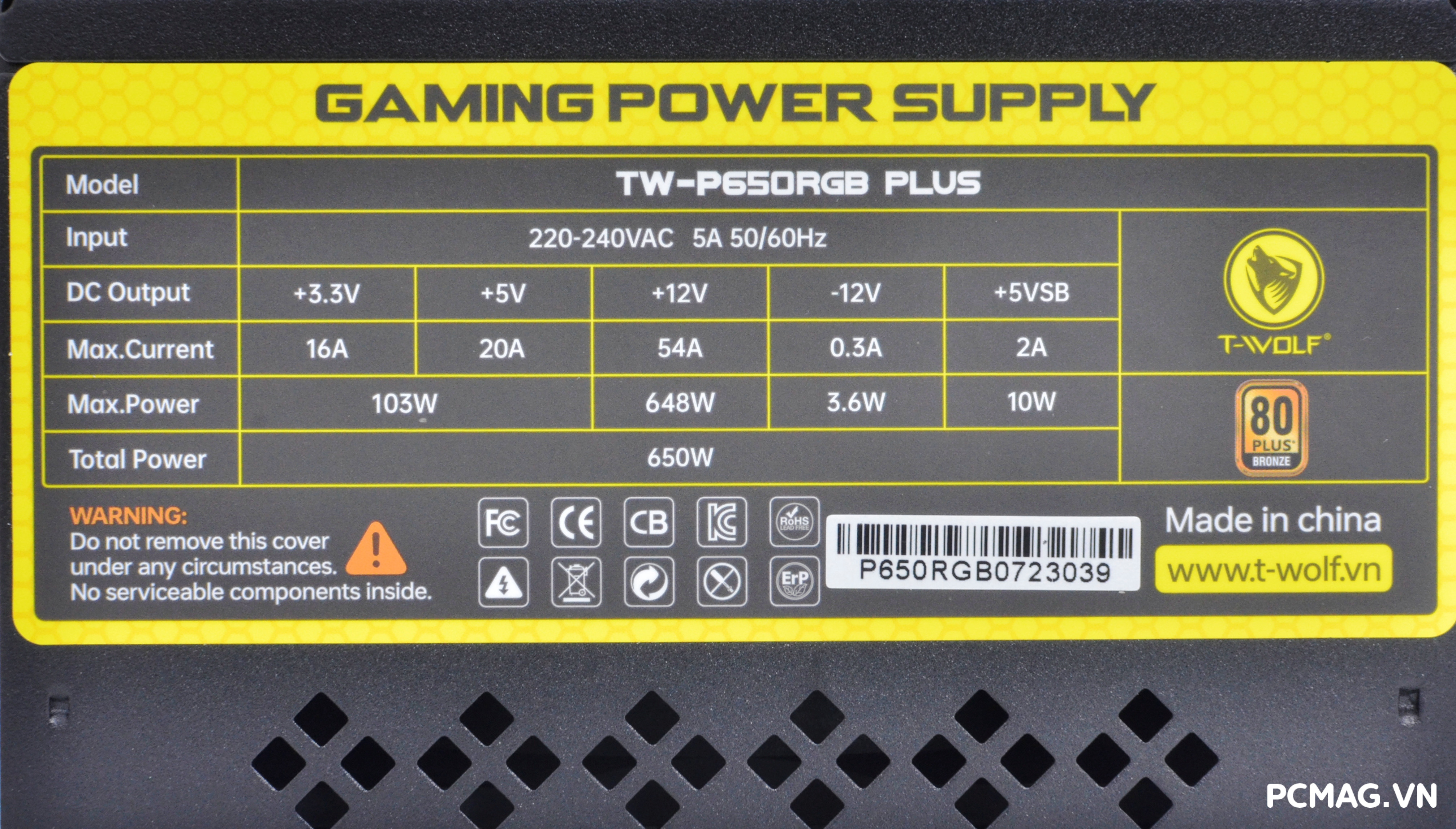 Đánh giá PSU T-WOLF TW-P650RGB PLUS 650W