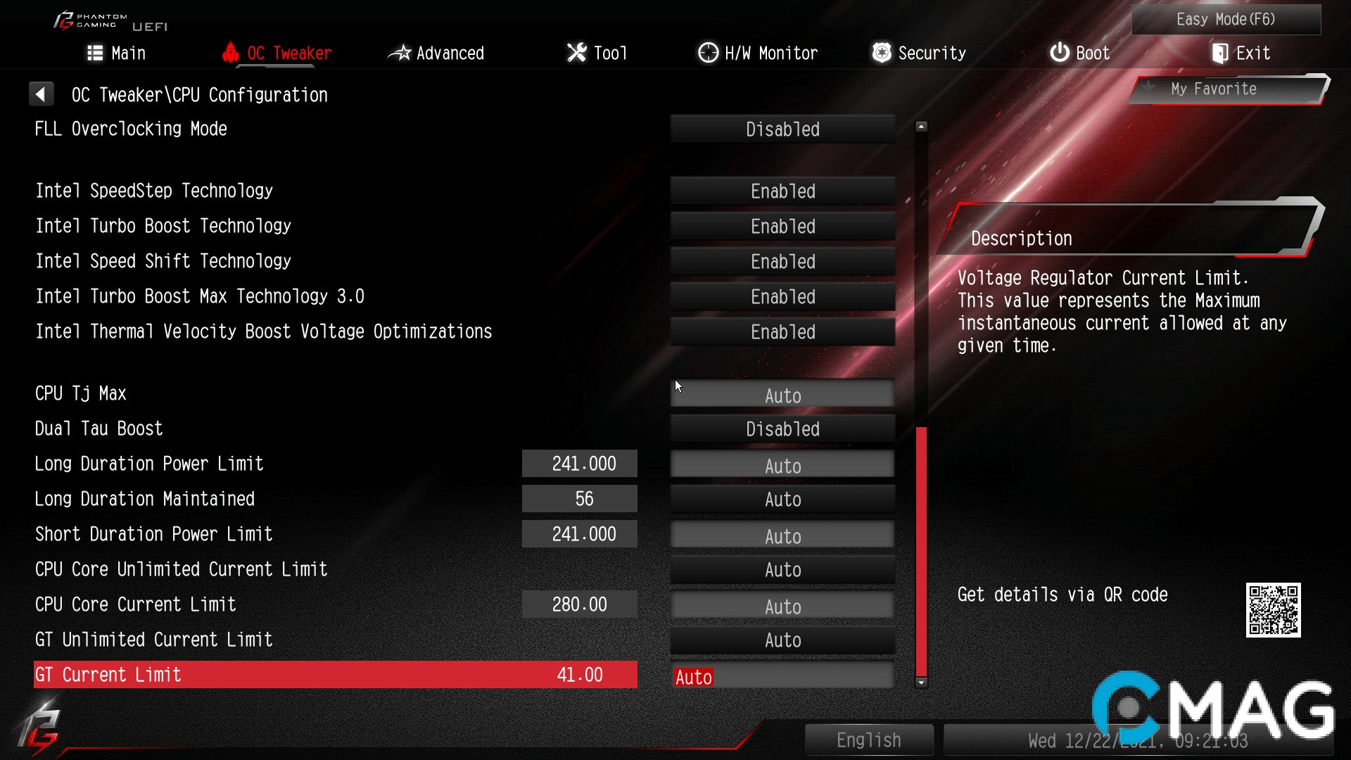 Thay đổi giá trị PL1 và PL2 trong BIOS cài đặt của ASRock Z690 Riptide