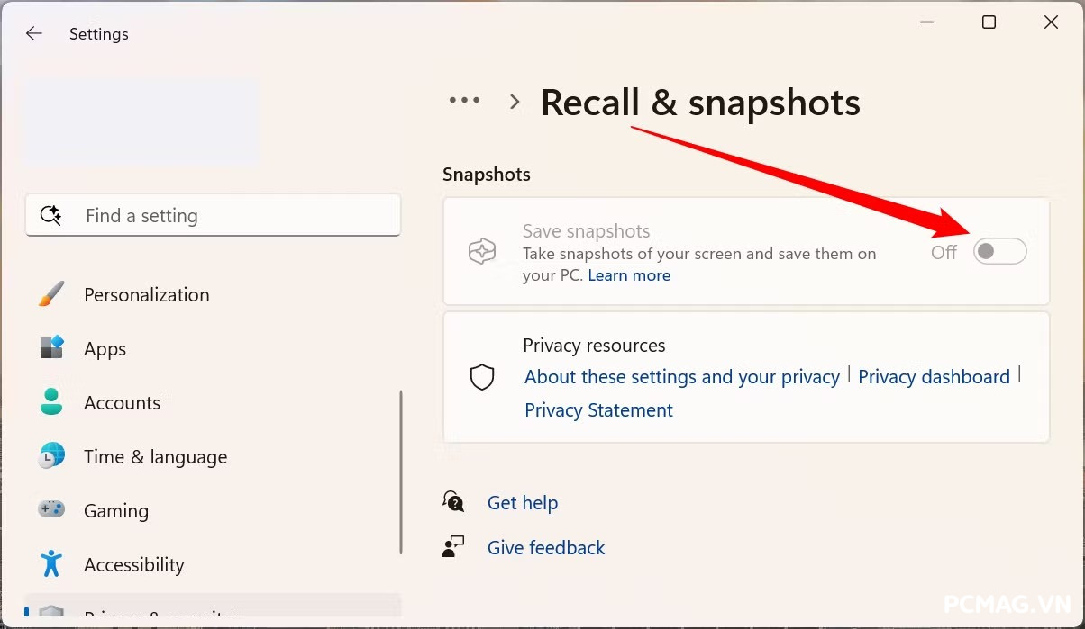 Cách tắt tính năng Recall trên Windows 11