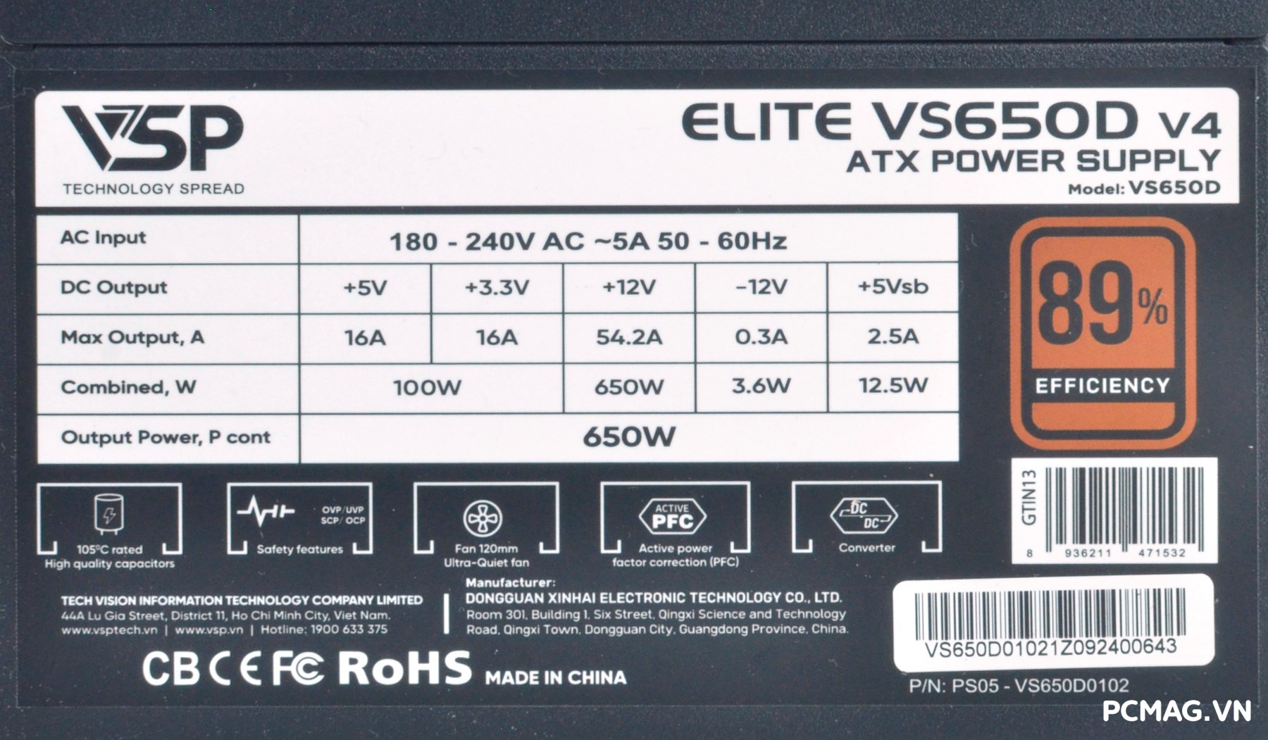 Đánh giá PSU VSP Elite VS650D V4 650W