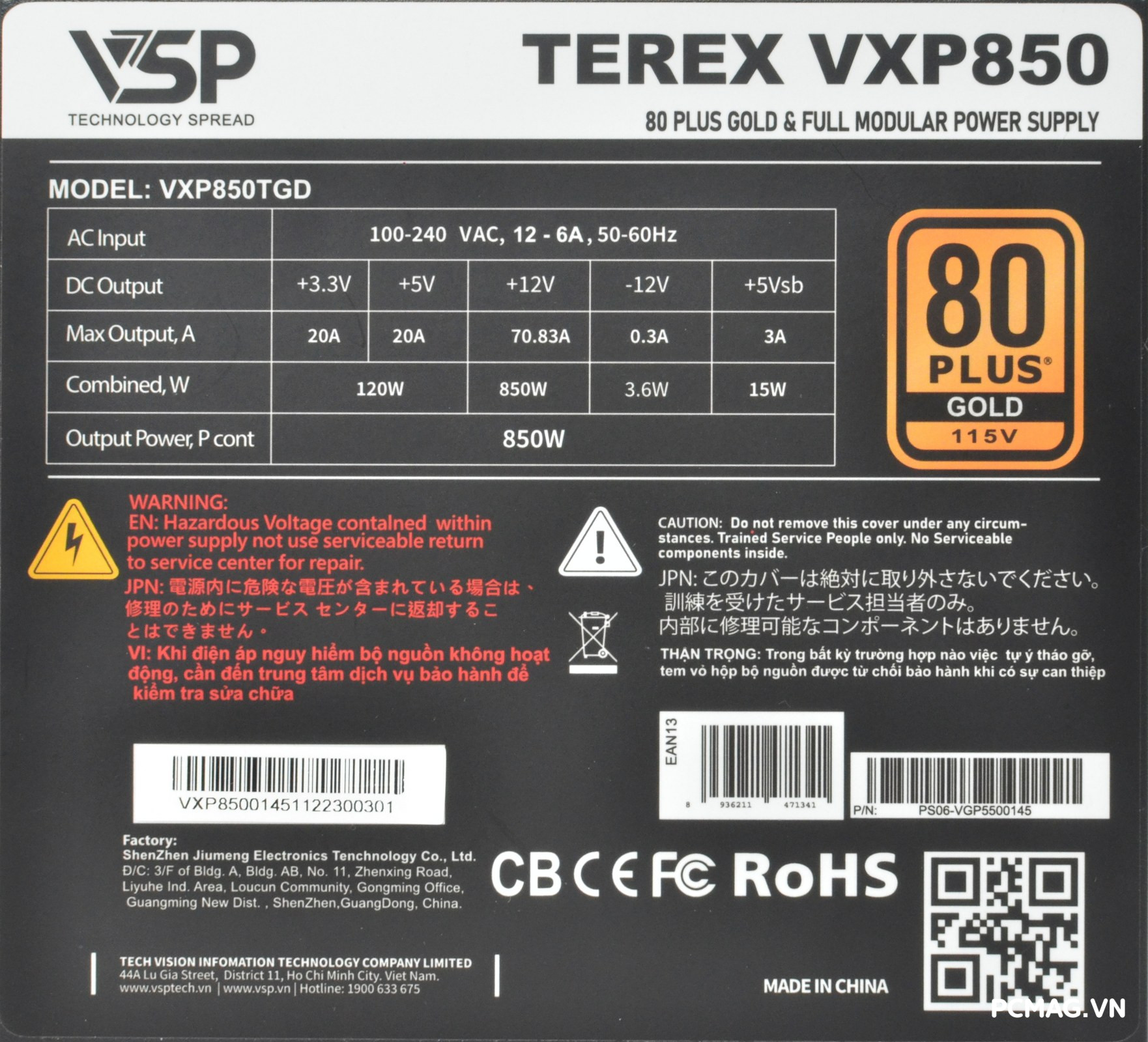 Đánh giá PSU VSP TEREX VXP850 850W
