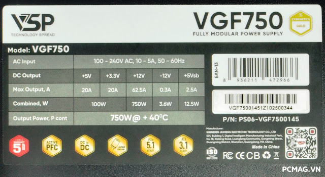 Đánh Giá PSU VSP VGF750 SFX 750W ATX3.1/PCIe5.1