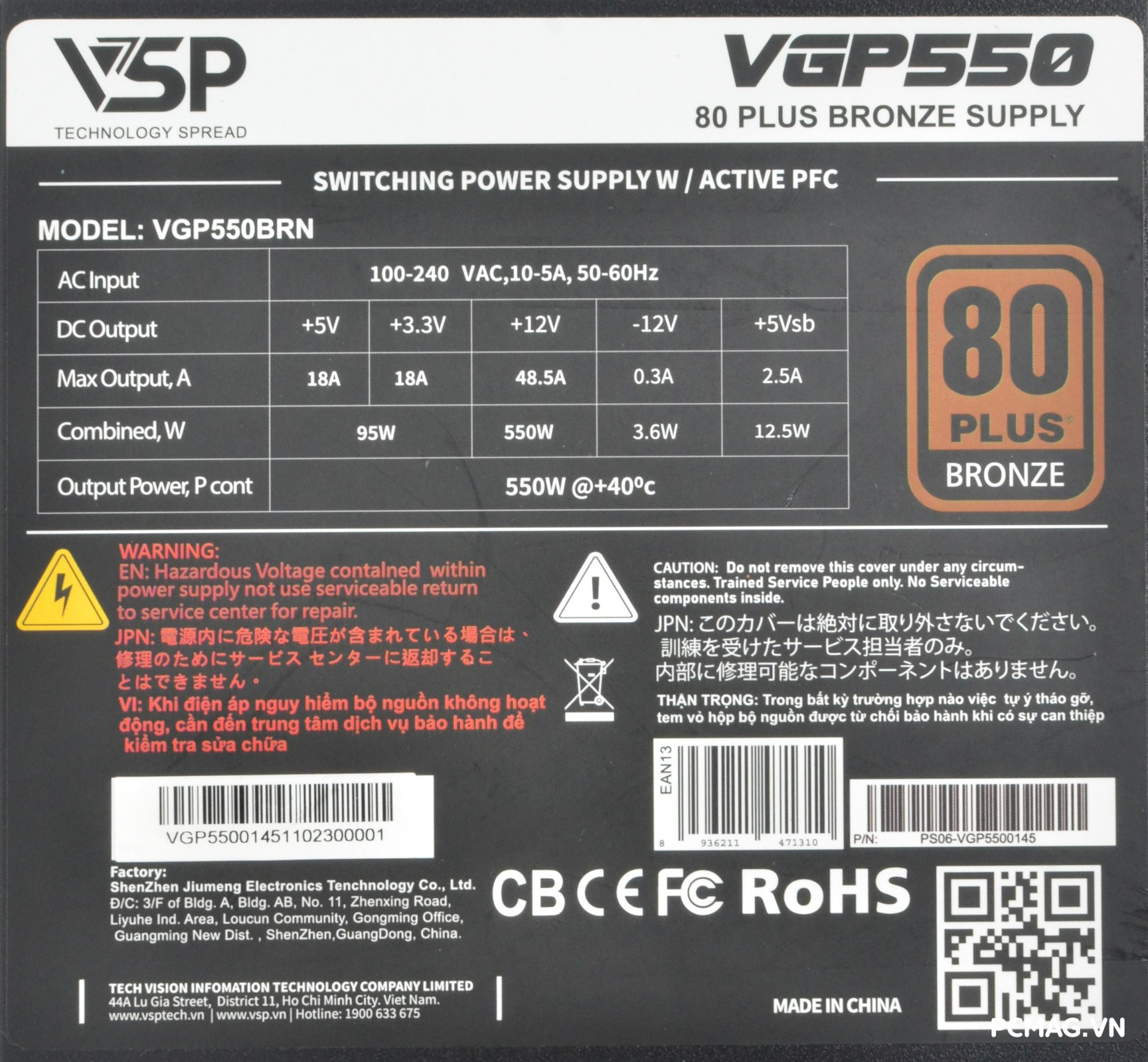 Đánh giá PSU VSP VGP550 550W & VGP650 650W