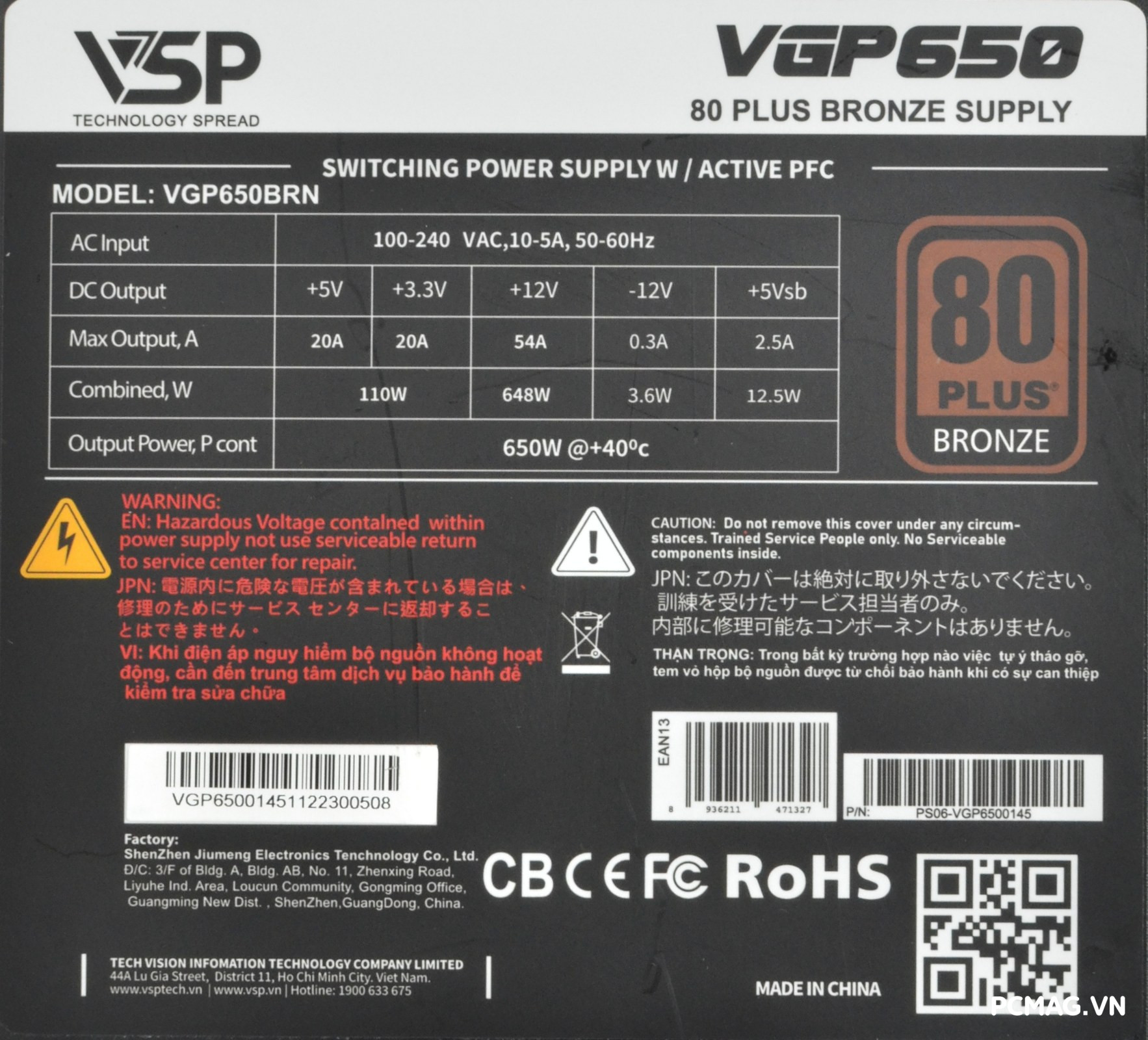 Đánh giá PSU VSP VGP550 550W & VGP650 650W