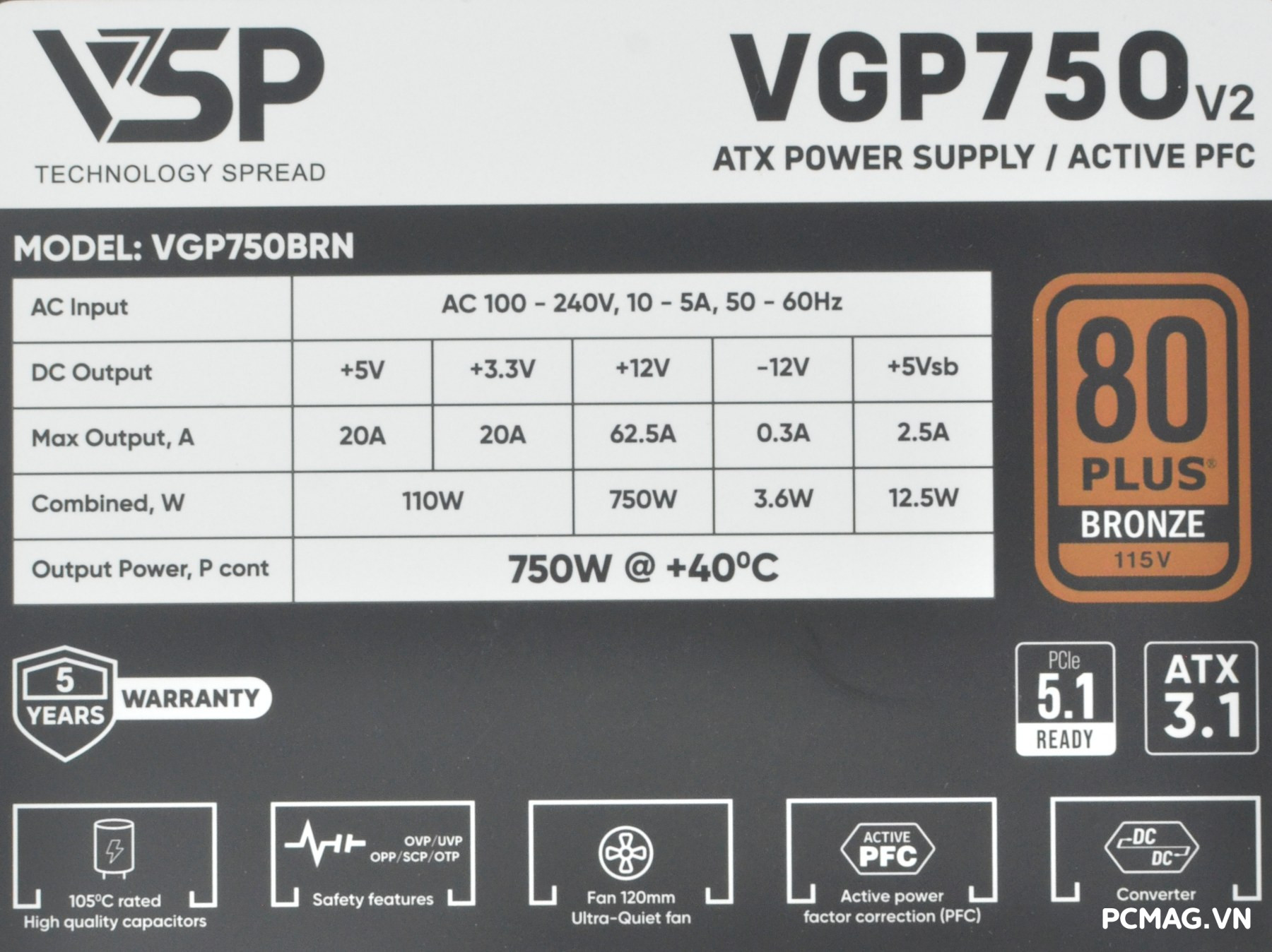 Đánh giá PSU VSP VGP750 750W