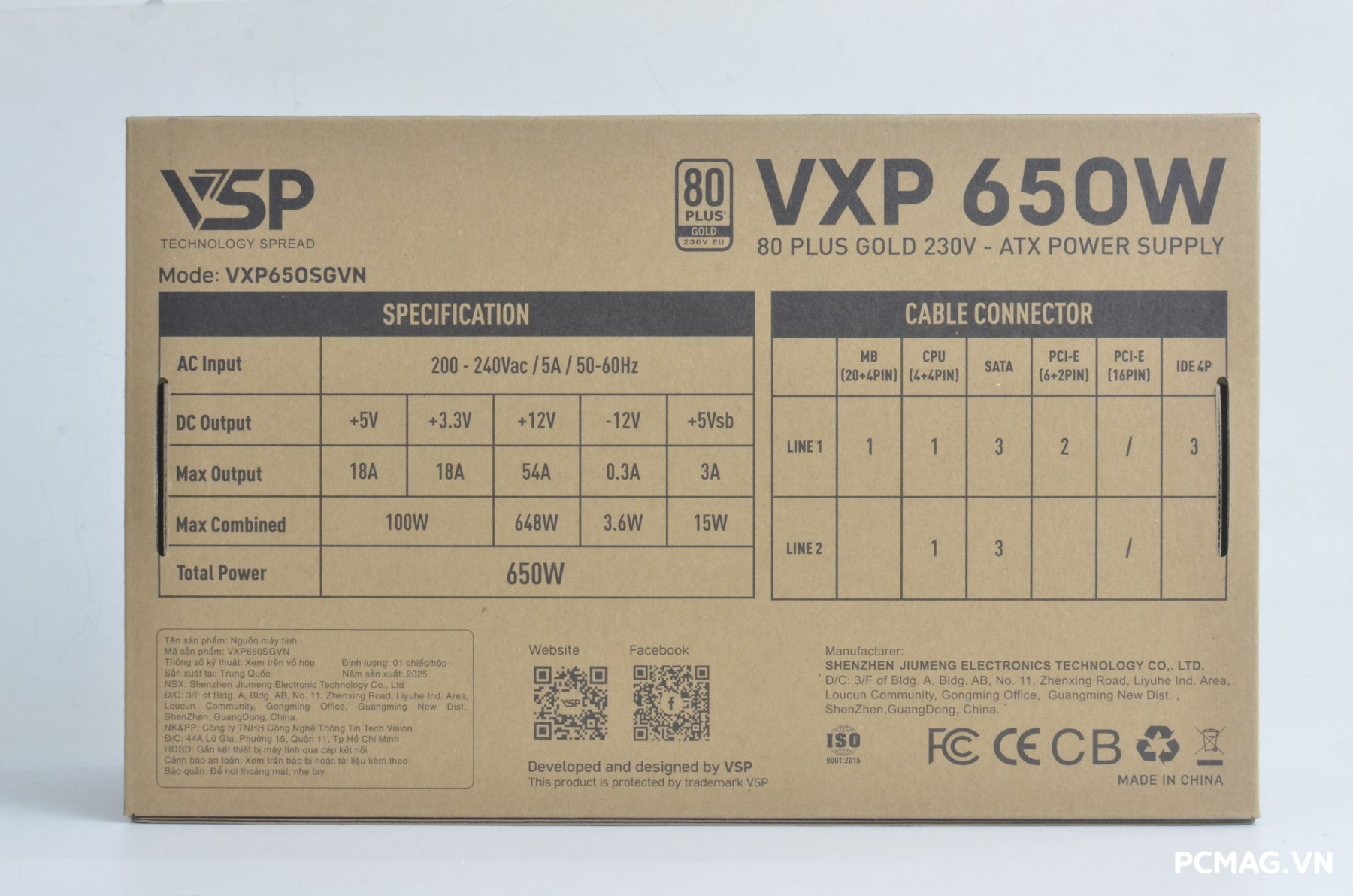Đánh giá PSU VSP VXP650SGVN 650W (Straight-Line)