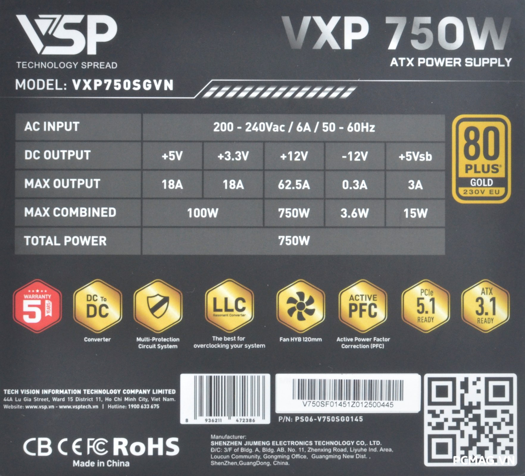 Đánh giá Nguồn VSP VXP750SGVN 750W